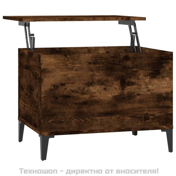 Кафе маса, опушен дъб, 60x44,5x45 см, инженерно дърво