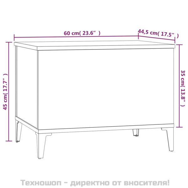 Кафе маса, опушен дъб, 60x44,5x45 см, инженерно дърво