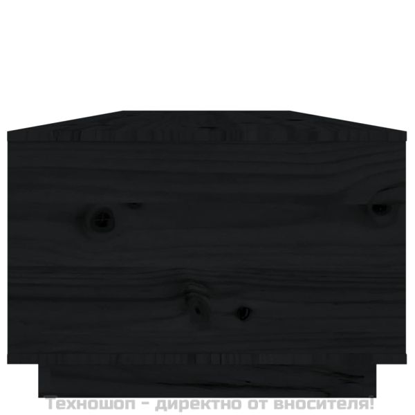 Кафе маса, черна, 100x50x35 см, борово дърво масив