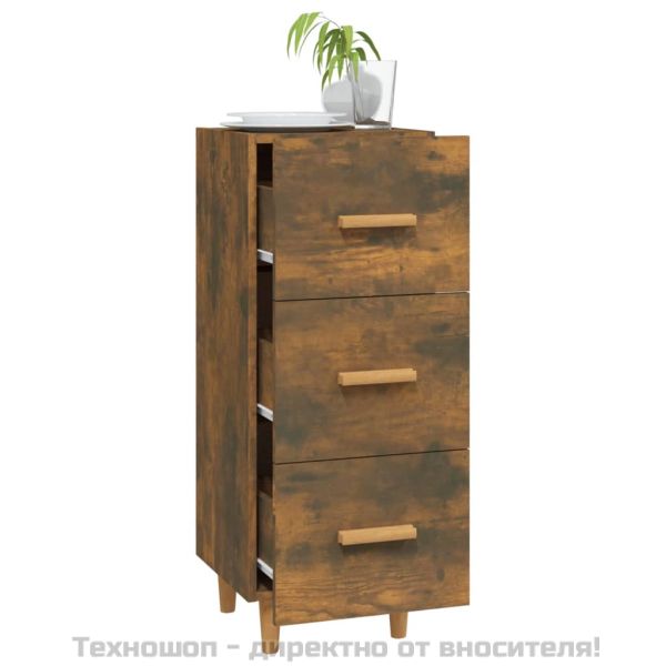 Сайдборд, опушен дъб, 34,5x34x90 см, инженерно дърво