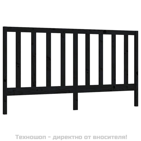 Горна табла за легло, черна, 206x4x100 см, бор масив