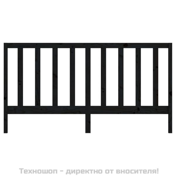 Горна табла за легло, черна, 206x4x100 см, бор масив