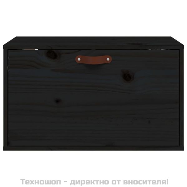 Стенен шкаф, черен, 60x30x35 см, бор масив
