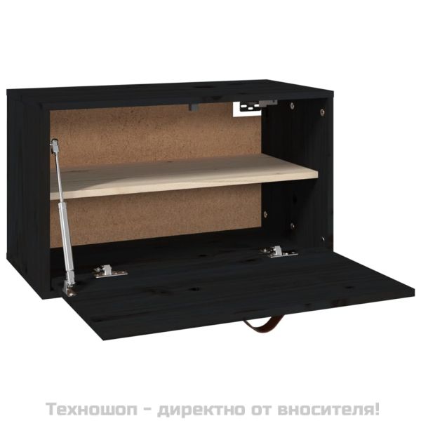 Стенен шкаф, черен, 60x30x35 см, бор масив