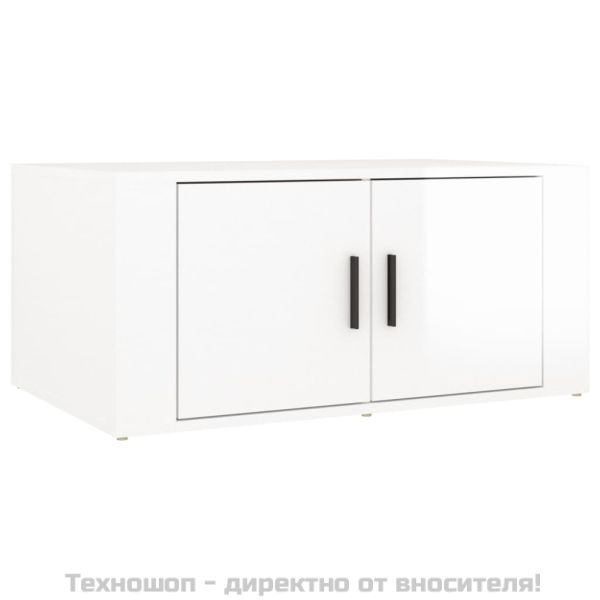 Кафе маса, бял гланц, 80x50x36 см, инженерно дърво