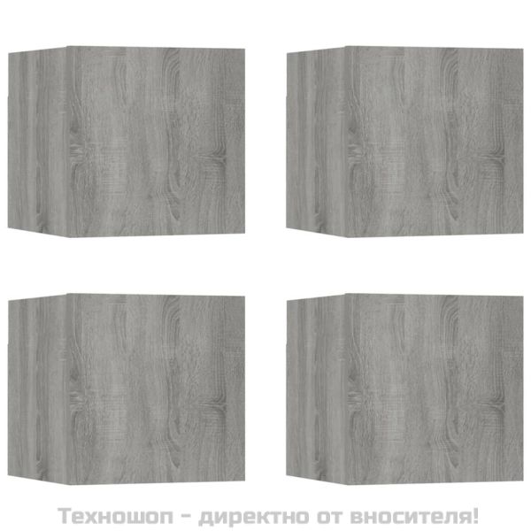Стенни ТВ шкафове, 4 бр, сив сонома, 30,5x30x30 см