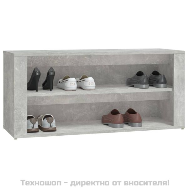 Етажерка за обувки, бетонно сива, 100x35x45 см, инженерно дърво