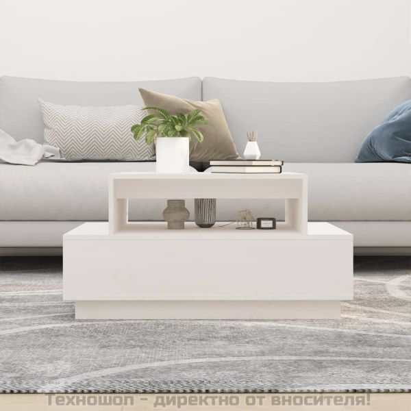 Кафе маса, бяла, 80x55x40,5 см, бор масив