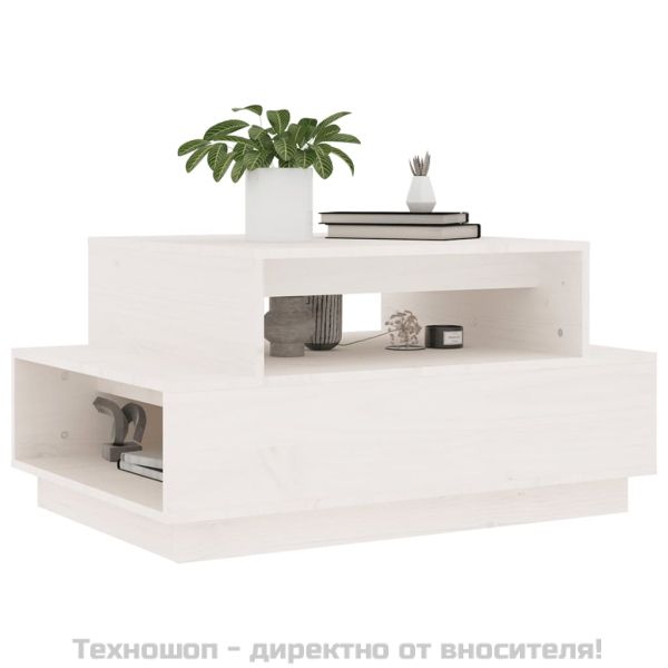 Кафе маса, бяла, 80x55x40,5 см, бор масив