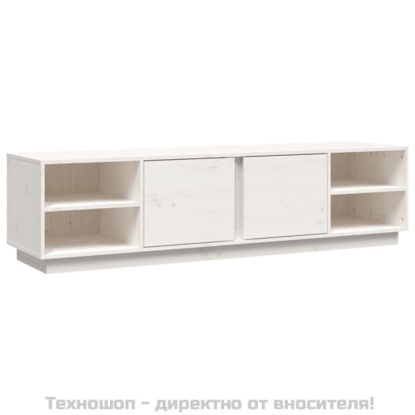 ТВ шкаф, бял, 156x40x40 см, бор масив