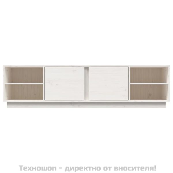 ТВ шкаф, бял, 156x40x40 см, бор масив