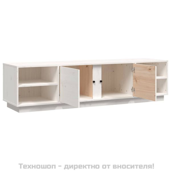 ТВ шкаф, бял, 156x40x40 см, бор масив
