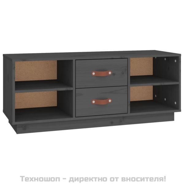 ТВ шкаф, сив, 100x34x40 см, бор масив