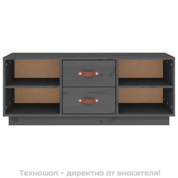 ТВ шкаф, сив, 100x34x40 см, бор масив