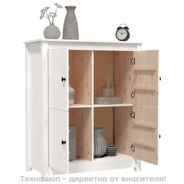 Сайдборд, бял, 83x41,5x100 см, бор масив