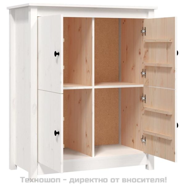 Сайдборд, бял, 83x41,5x100 см, бор масив