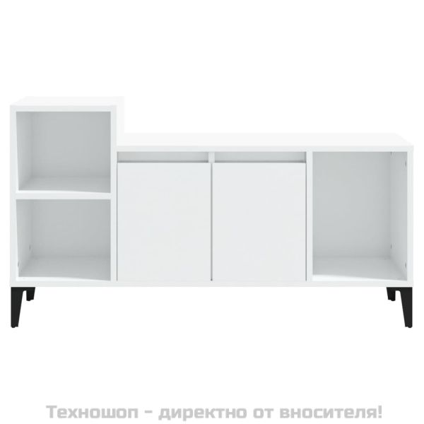 ТВ шкаф, бял гланц, 100x35x55 см, инженерно дърво