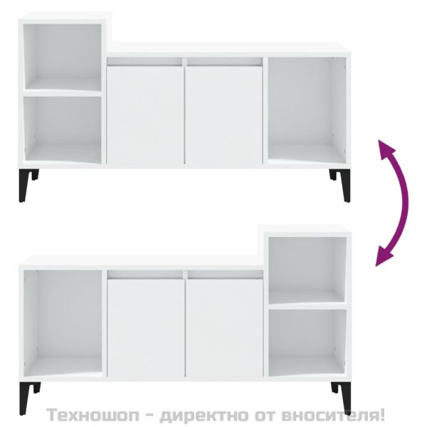 ТВ шкаф, бял гланц, 100x35x55 см, инженерно дърво