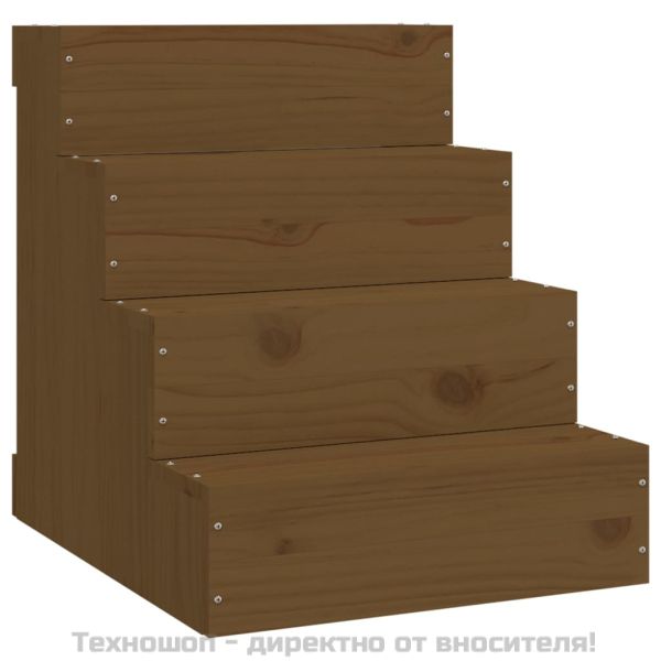 Стълба за домашни любимци меденокафяво 40x49x47 см бор масив