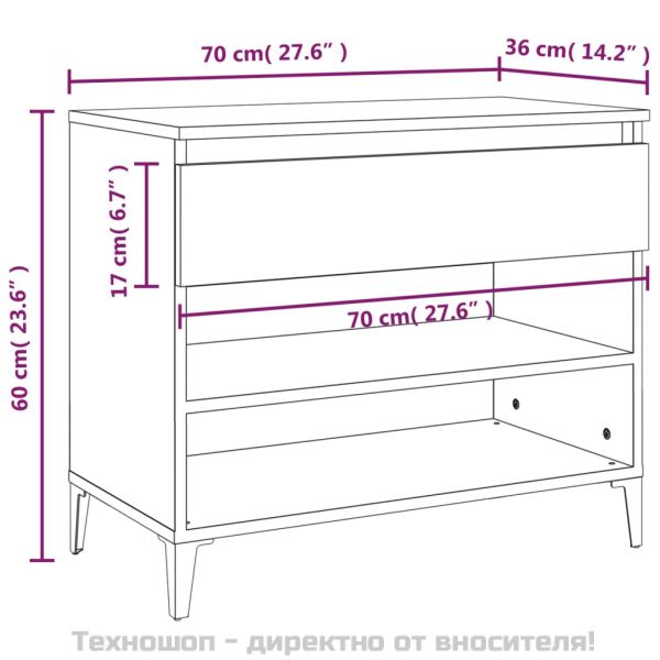 Шкаф за обувки, сив сонома, 70x36x60 см, инженерно дърво