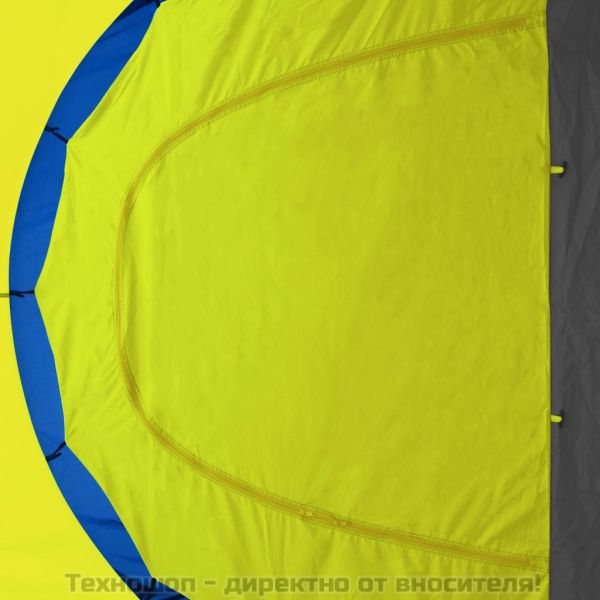 Къмпинг палатка, текстил, 9-местна, синьо и жълто