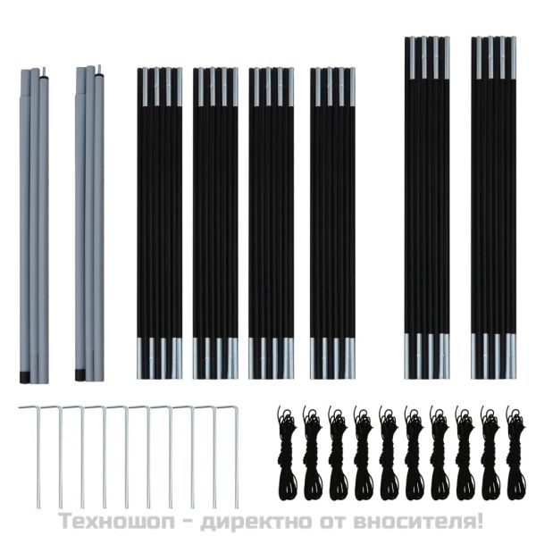 Къмпинг палатка, текстил, 9-местна, синьо и жълто