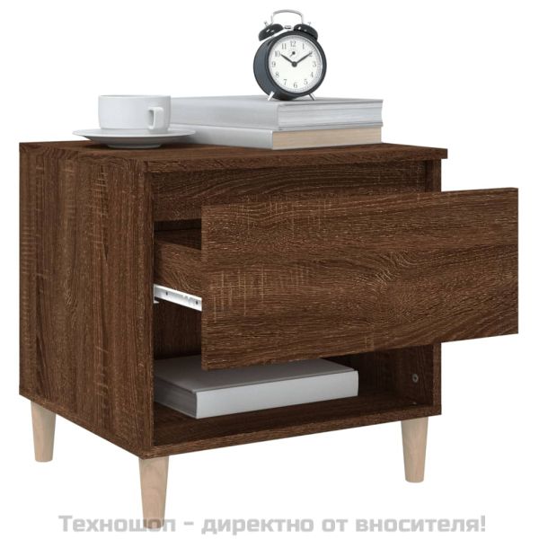 Нощна масичка, кафяв дъб, 50x46x50 см, инженерно дърво