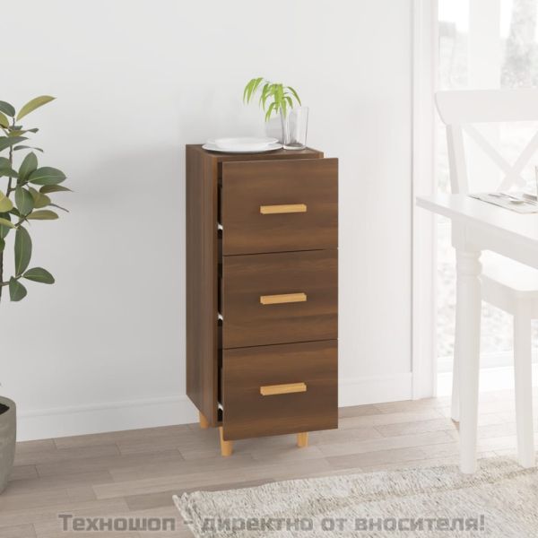 Сайдборд, кафяв дъб, 34,5x34x90 см, инженерно дърво