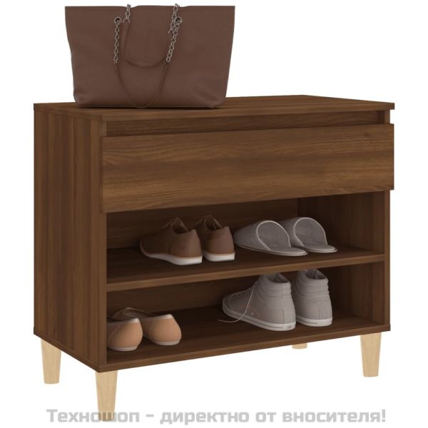 Шкаф за обувки, кафяв дъб, 70x36x60 см, инженерно дърво