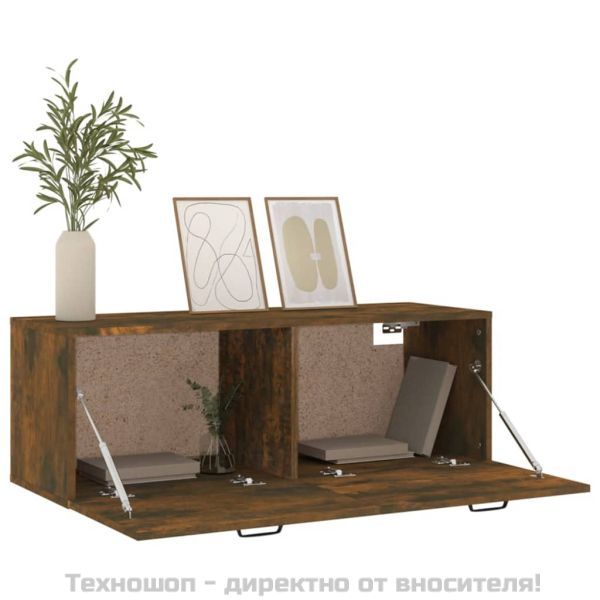 Стенен шкаф, опушен дъб, 100x36,5x35 см, инженерно дърво