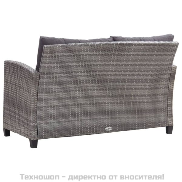 Градински комплект с възглавници, 6 части, полиратан, тъмносив