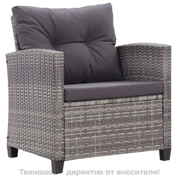 Градински комплект с възглавници, 6 части, полиратан, тъмносив