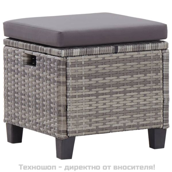 Градински комплект с възглавници, 6 части, полиратан, тъмносив