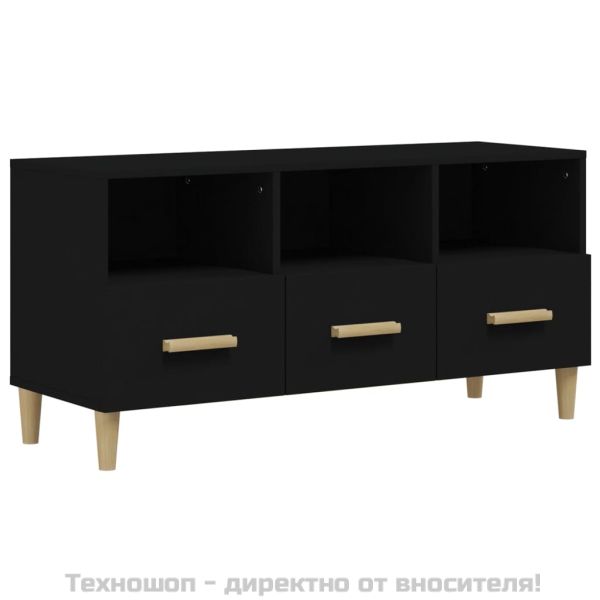 ТВ шкаф, черен,102x36x50см, инженерно дърво