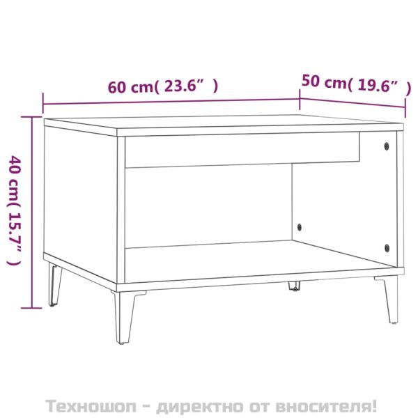 Кафе маса, бял гланц, 60x50x40 см, инженерно дърво