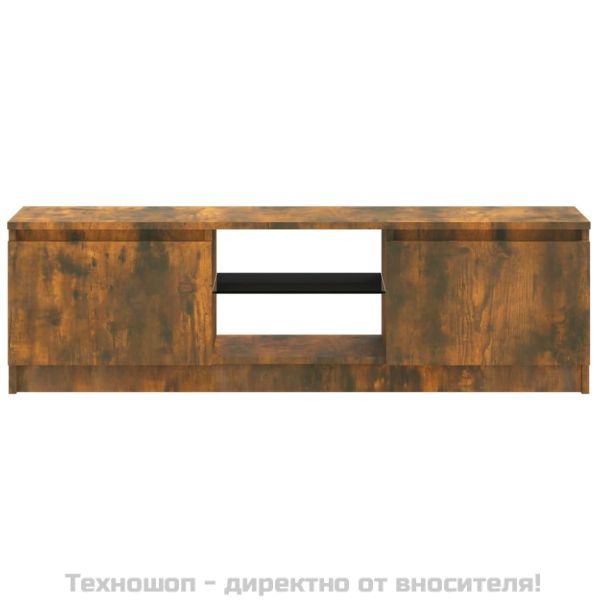 ТВ шкаф с LED осветление, опушен дъб, 120x30x36 см