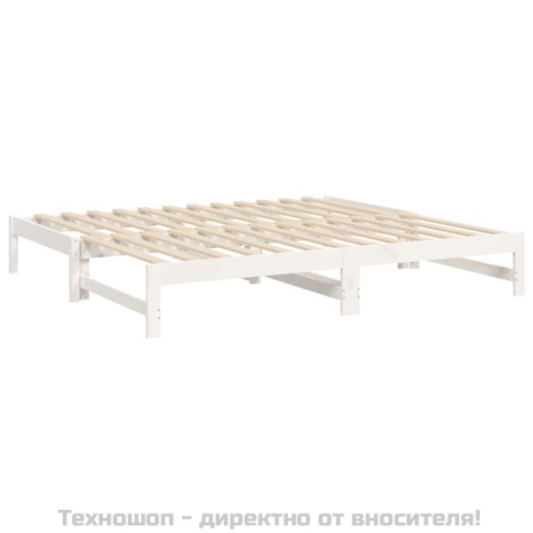 Разтегателна кушетка, бяла, борово дърво масив, 2x(90x190) см