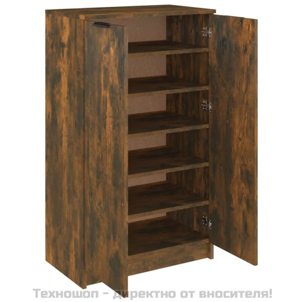 Шкаф за обувки, опушен дъб, 59x35x100 см, инженерно дърво