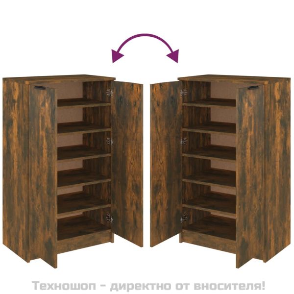 Шкаф за обувки, опушен дъб, 59x35x100 см, инженерно дърво