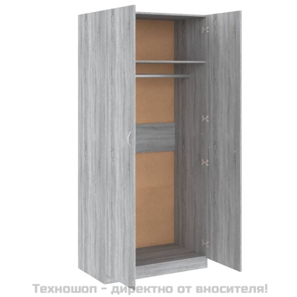 Гардероб, сив сонома, 90x52x200 см, инженерно дърво