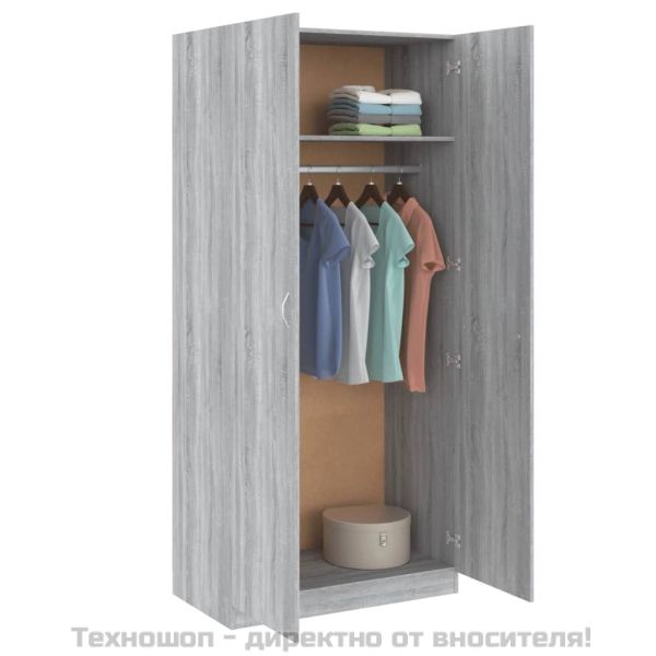 Гардероб, сив сонома, 90x52x200 см, инженерно дърво