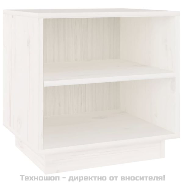 Нощни шкафчета, 2 бр, бели, 40x34x40 см, борово дърво масив