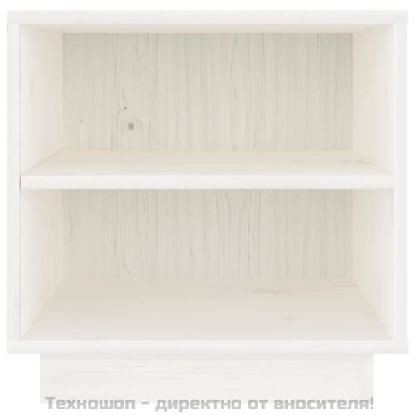 Нощни шкафчета, 2 бр, бели, 40x34x40 см, борово дърво масив