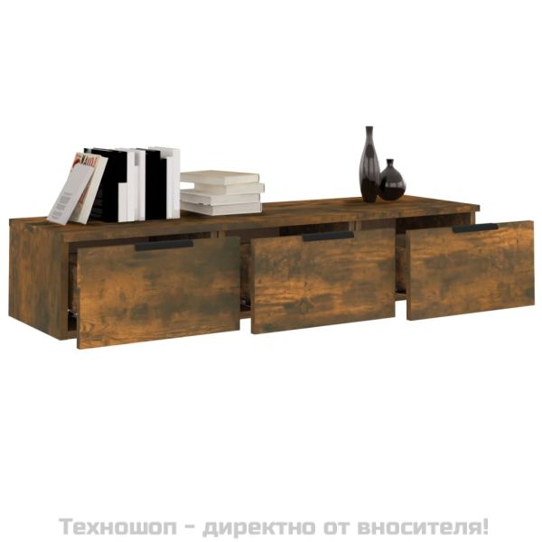 Стенен шкаф, опушен дъб, 102x30x20 см, инженерно дърво