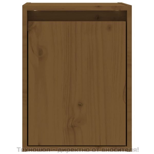 Стенен шкаф, меденокафяв, 30x30x40 см, борово дърво масив