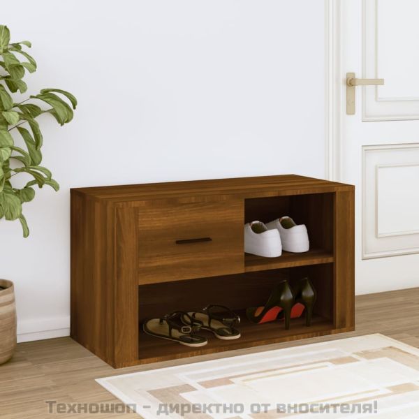 Шкаф за обувки, кафяв дъб, 80x35x45 см, инженерно дърво