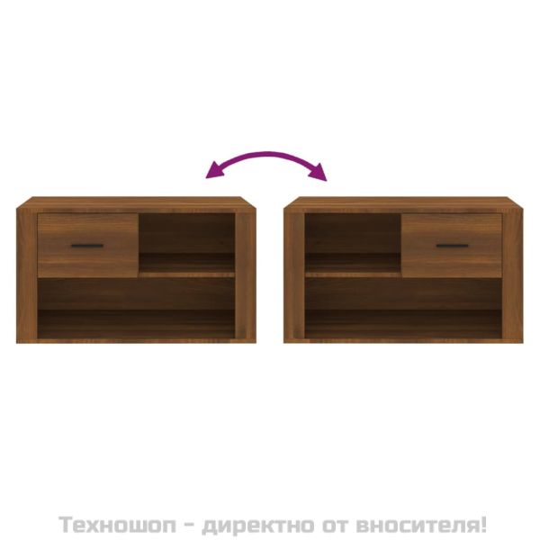 Шкаф за обувки, кафяв дъб, 80x35x45 см, инженерно дърво