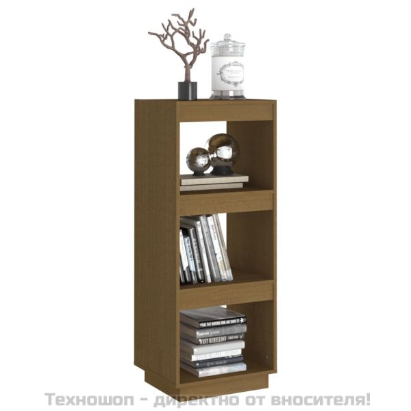 Библиотека/разделител за стая, меденокафява, бор масив