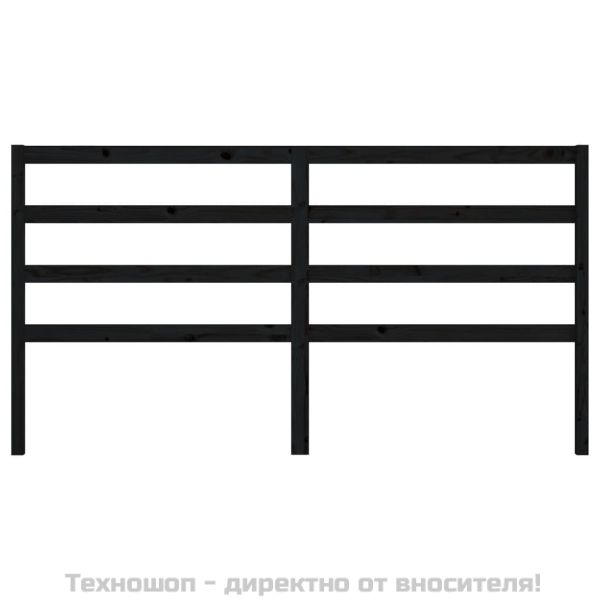 Горна табла за легло, черна, 206x4x100 см, бор масив