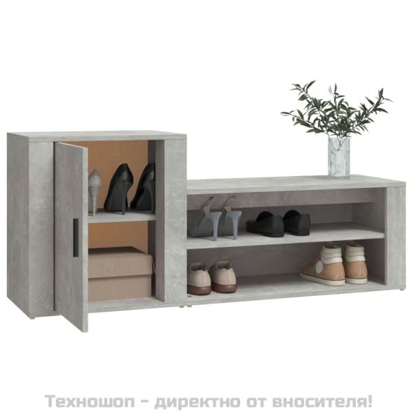 Шкаф за обувки, бетонно сив, 130x35x54 см, инженерно дърво